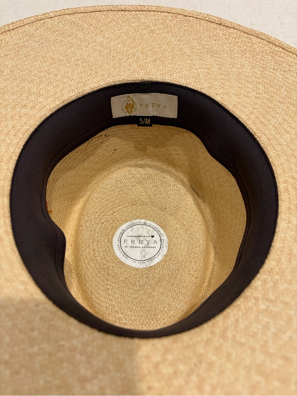 Freya Natural Straw Wide-Brim Hat with Embroidered Heart - Picture 4 of 4